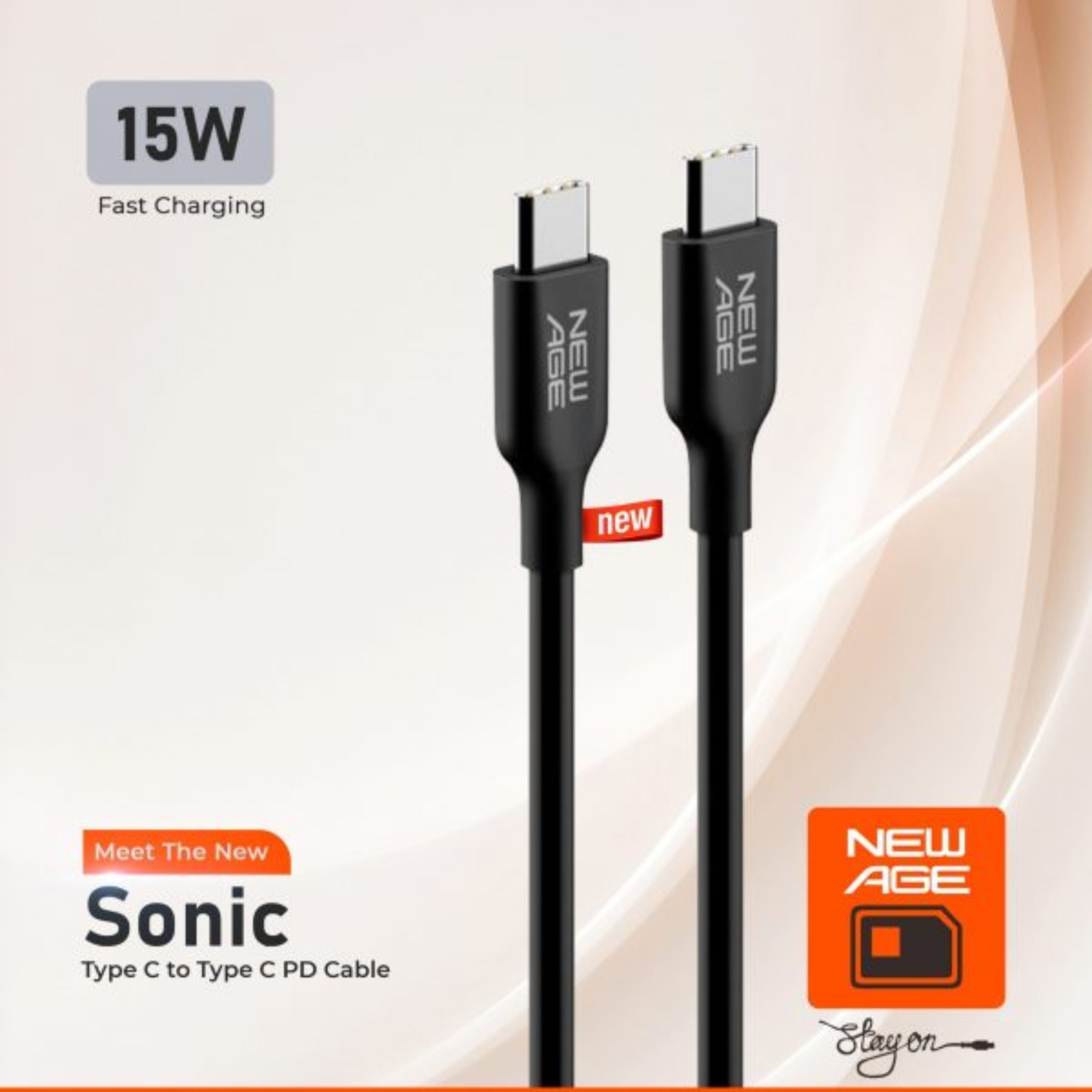 New Age Sonic Type C to Type C Cable 15W Fast Charging